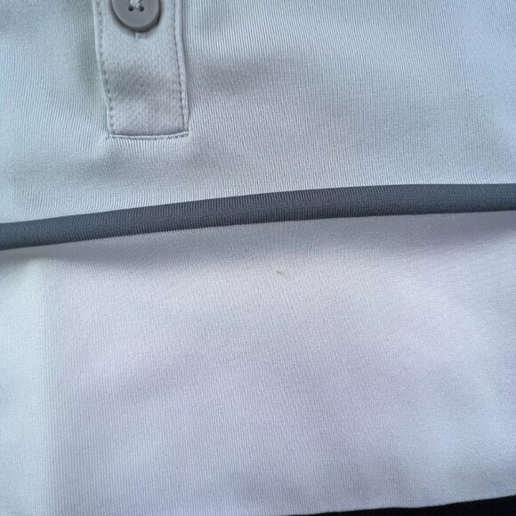 Adidas Climacool Polo Shirt Gray Striped Short Sleeve Polyester Wicking Men Golf - Picture 7 of 9